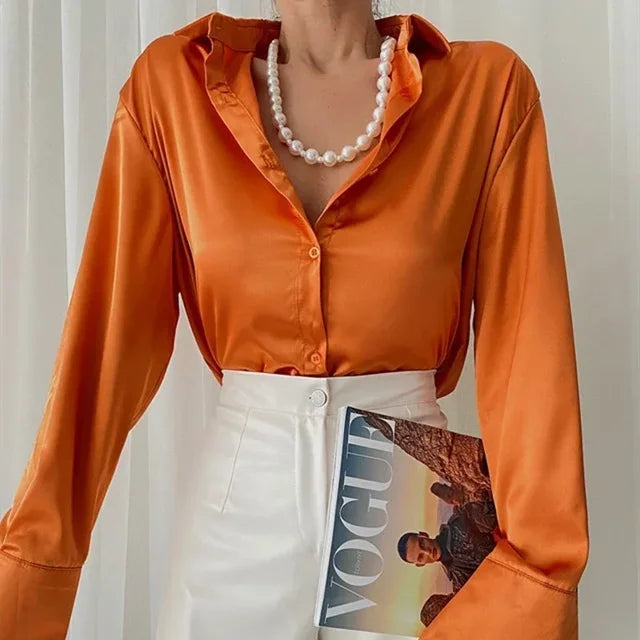 Heidi-Mode | Schicke orange Seidenbluse