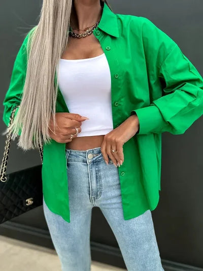 Heidi-Mode | Lässige Streetwear Orange Bluse Mit Knöpfen