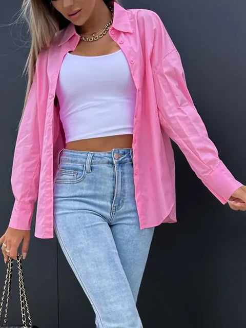 Heidi-Mode | Lässige Streetwear Orange Bluse Mit Knöpfen