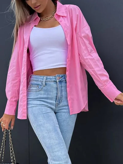 Heidi-Mode | Lässige Streetwear Orange Bluse Mit Knöpfen