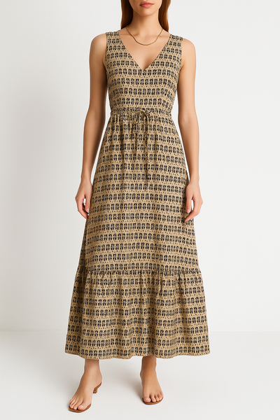 Damen Bohemian Print Sommer Midi Kleid - Árelía