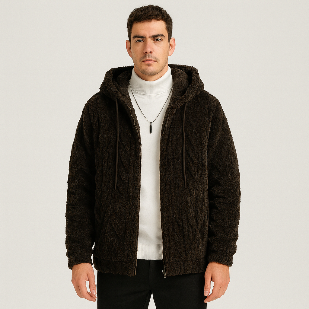 Calum | Einfarbige Fleecejacke mit Kapuze für Herren