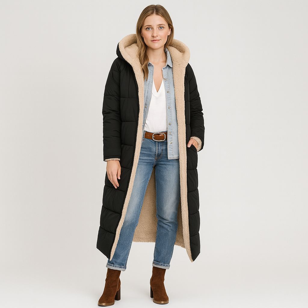 Aurora | Eleganter Wintermantel mit Plüschfutter und Reißverschluss