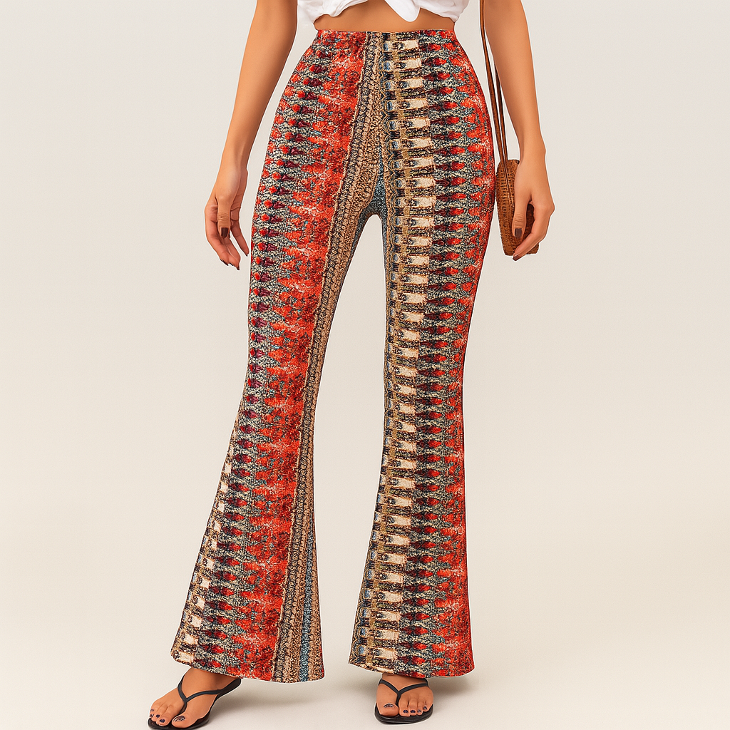 Chelsea – Boho-Schlaghose für Damen – Allover-Print, Slim Fit