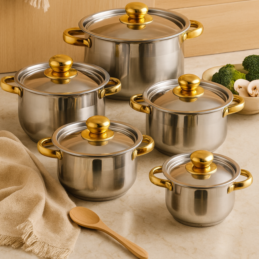 Lucien | 5-teiliges antihaftbeschichtetes Edelstahl-Kochgeschirr-Set
