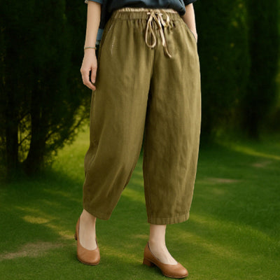 Classic Linen Loose Pants with Pocket