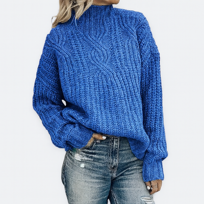 Schwarzer Zopfmuster Rollkragenpullover – Zeitlose Eleganz