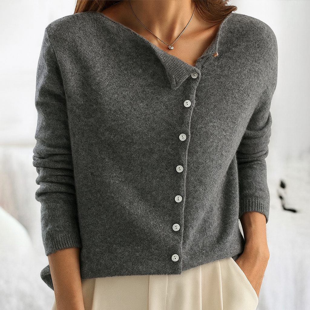 Gemütlicher Anthrazit-Cardigan mit Knöpfen – Mühelose Eleganz