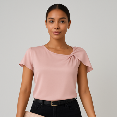 Lena – Moderne, elegante Schulterbluse mit Knoten-Details