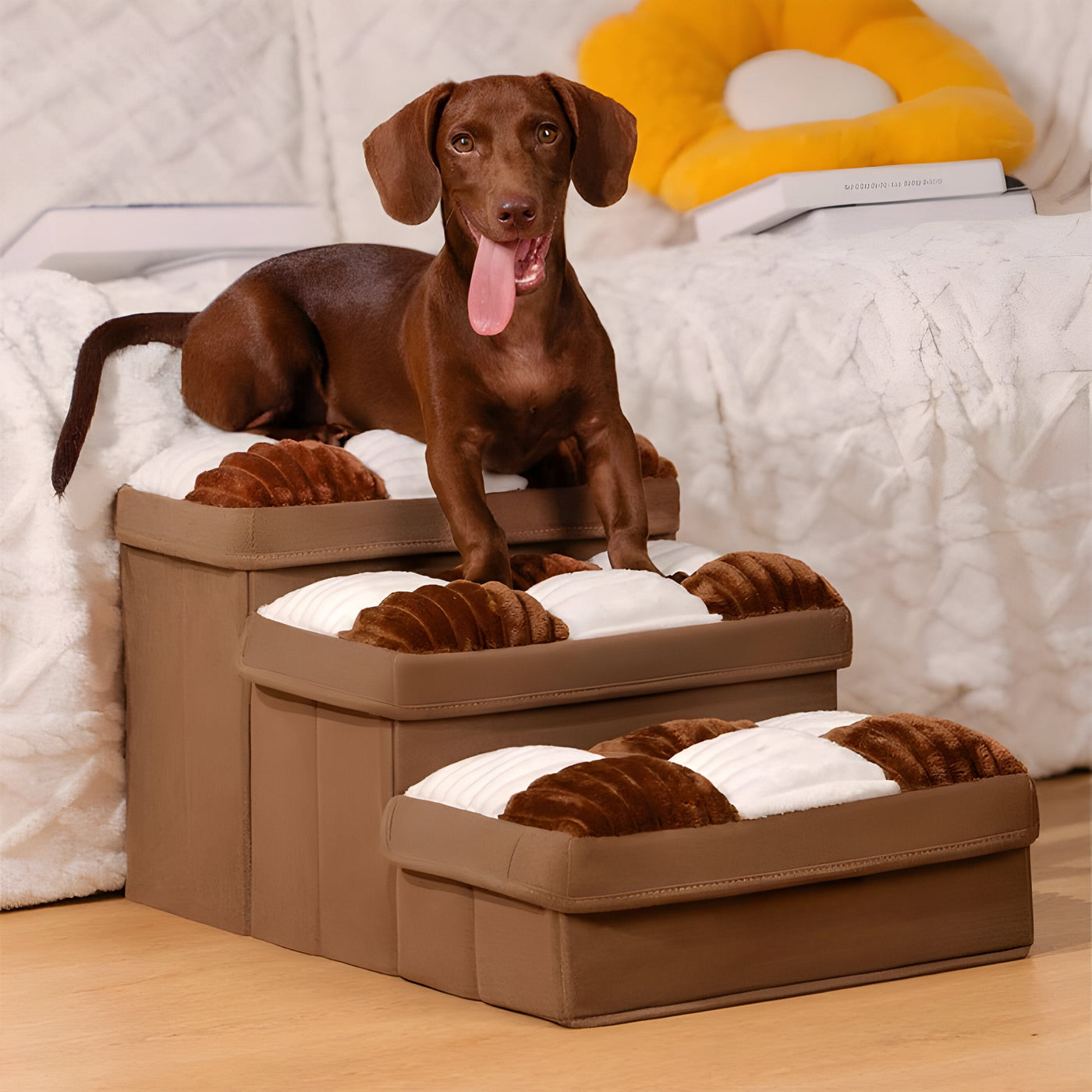 FetchFold Hundetreppe – Handgefertigte Hundetreppe mit Stauraum