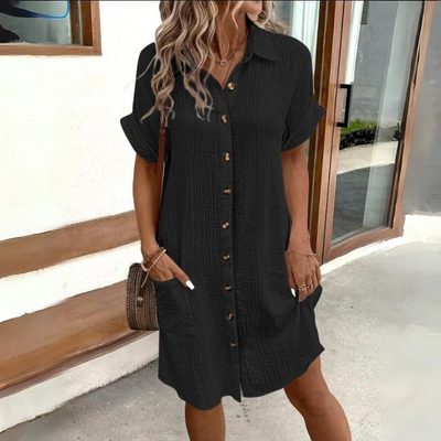 Heidi-Mode | Stilvolles Hemdblusenkleid Mit Knöpfen