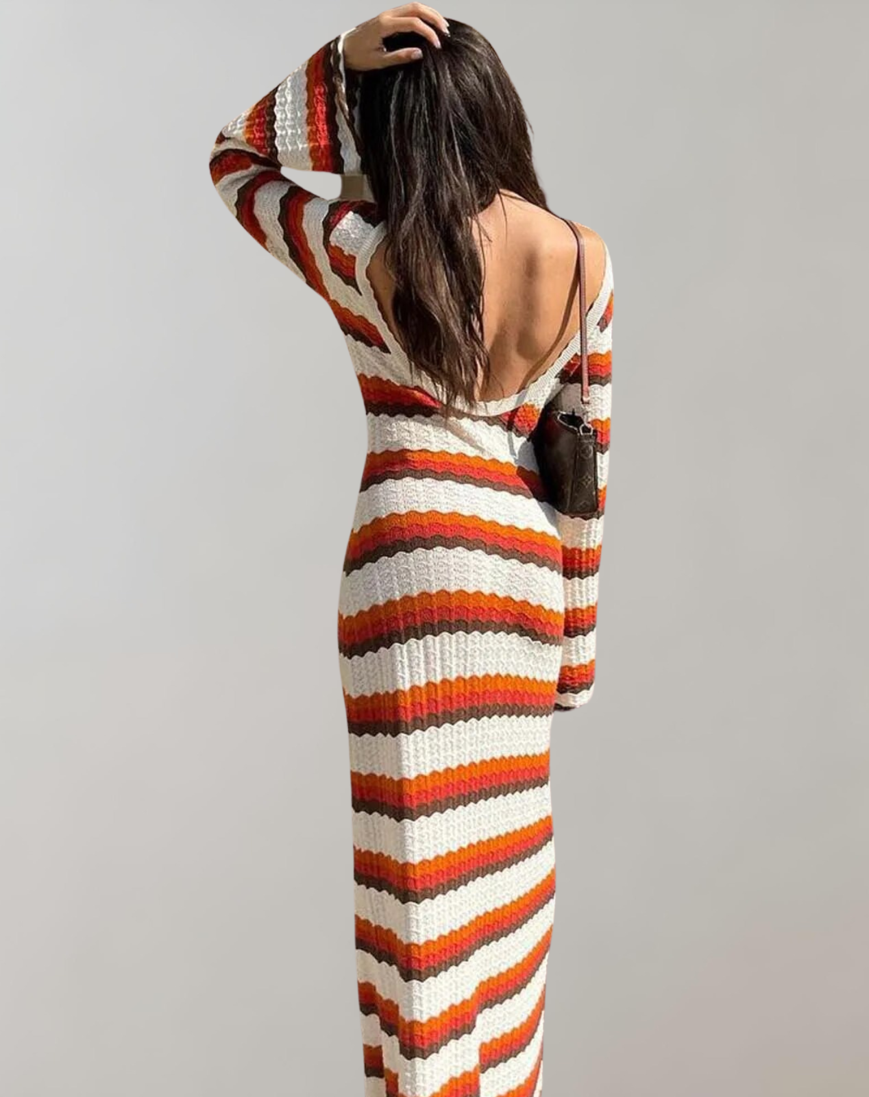 Heidi-Mode | Gestreifte Strick Casual Kleid