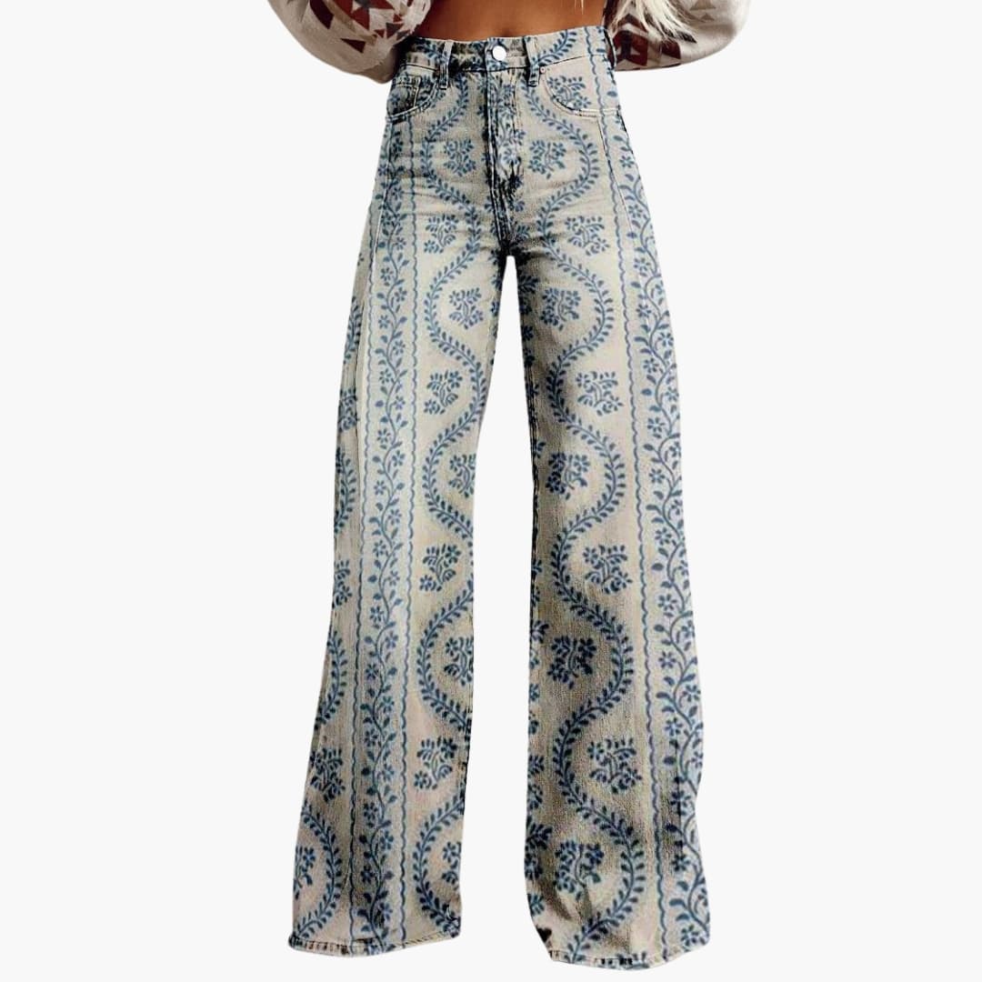 Damen Bedruckte Hose mit weitem Bein