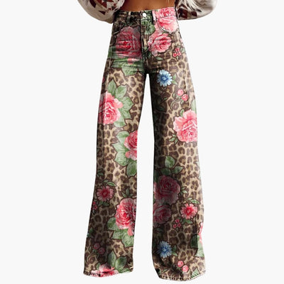 Damen Bedruckte Hose mit weitem Bein