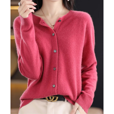 Damen Strickjacke aus Merinowolle – Rundhals-Design für jede Jahreszeit