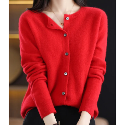 Damen Strickjacke aus Merinowolle – Rundhals-Design für jede Jahreszeit