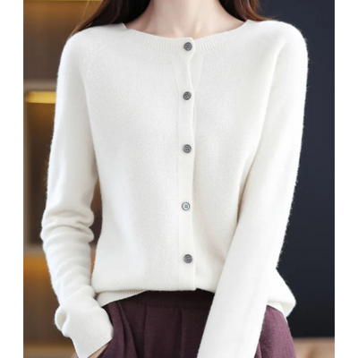 Damen Strickjacke aus Merinowolle – Rundhals-Design für jede Jahreszeit