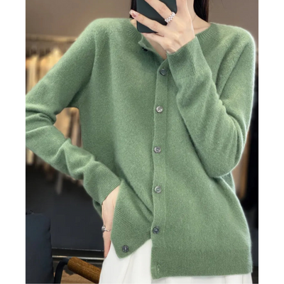 Damen Strickjacke aus Merinowolle – Rundhals-Design für jede Jahreszeit