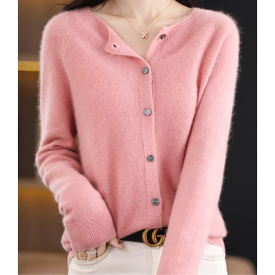 Damen Strickjacke aus Merinowolle – Rundhals-Design für jede Jahreszeit