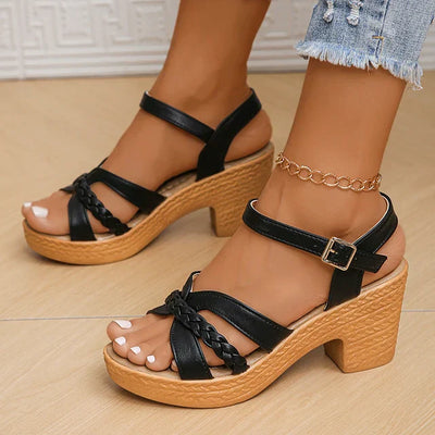 Athena Glamour | Elegante Hochhackige Sandalen mit Verstellbarem Knöchelriemen