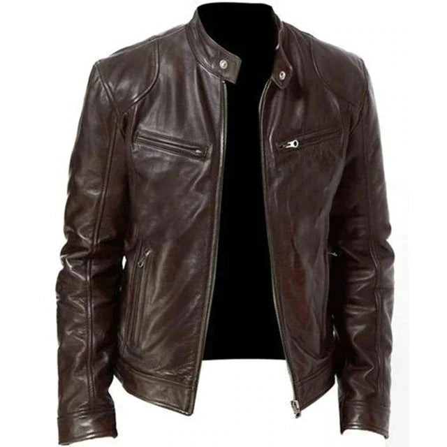WindGuard® | Elegante Herrenlederjacke mit Wind- und Wetterschutz