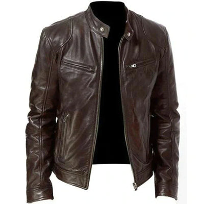 WindGuard® | Elegante Herrenlederjacke mit Wind- und Wetterschutz