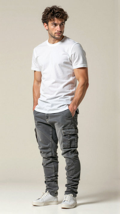 Herren Cargo Jeans - Slim Fit Cargo Jeans Hosen