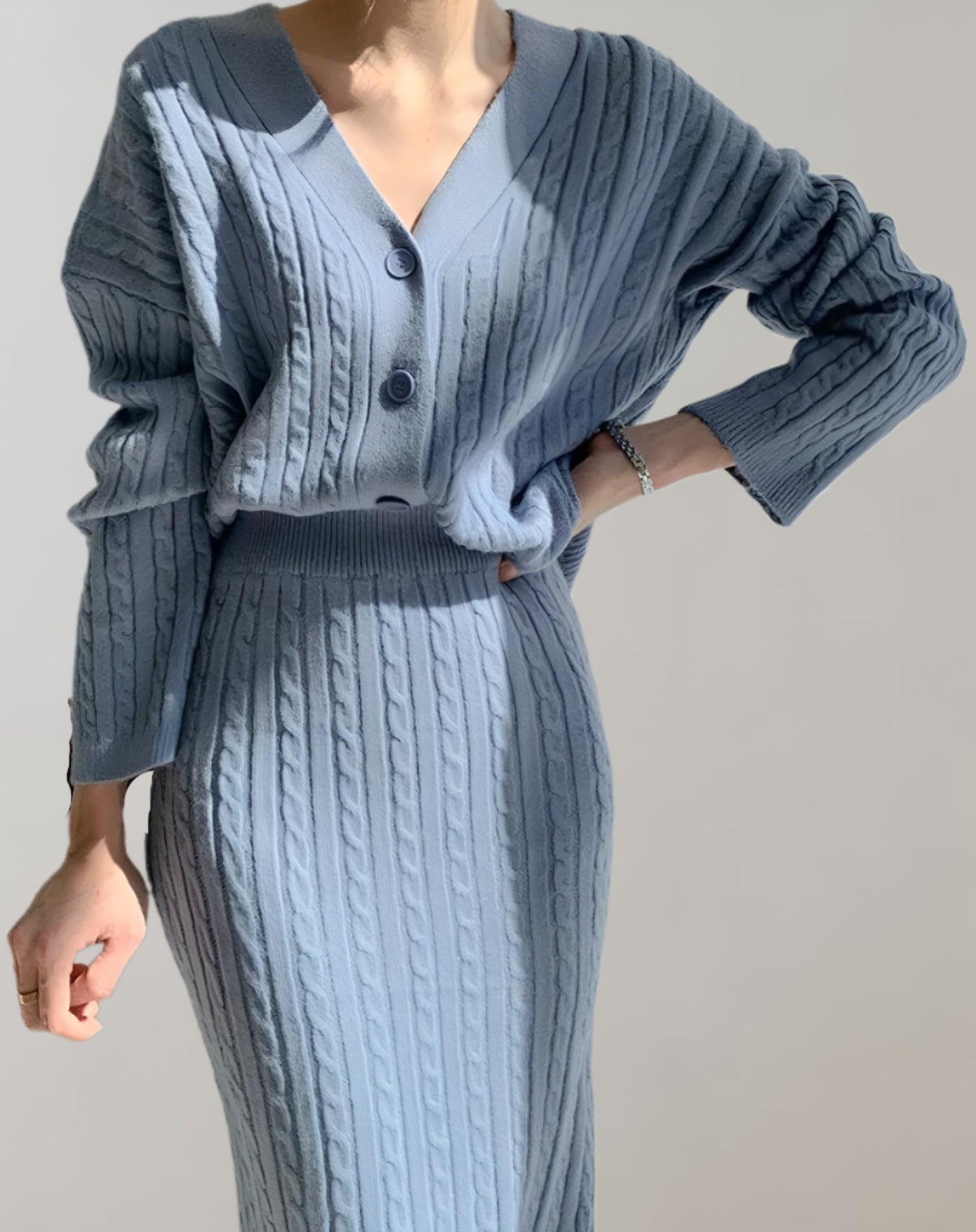 Heidi-Mode | Lässiges Strick Chic Set - Pullover+Rock