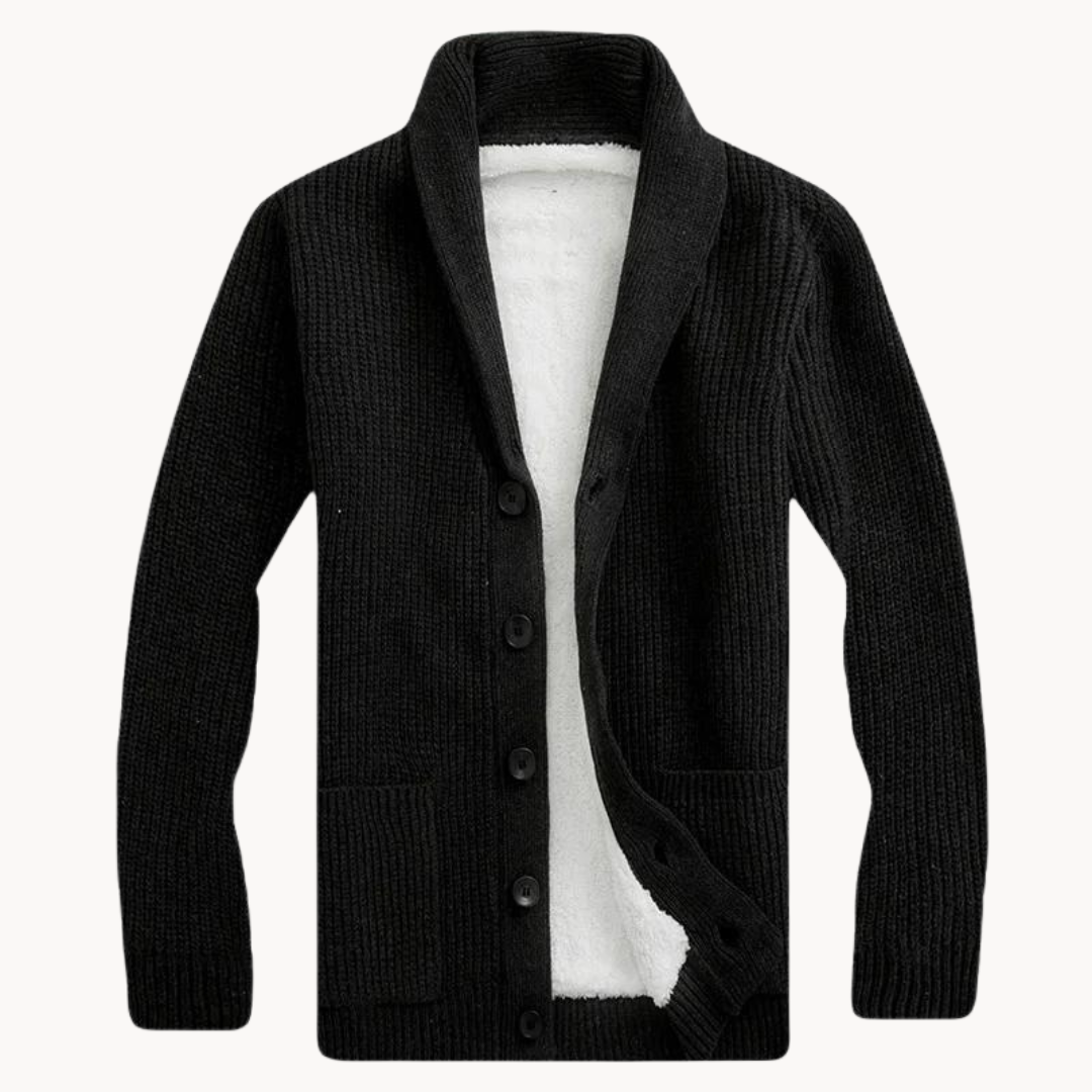 Gemütlicher Fleece Cardigan mit elegantem Schalkragen