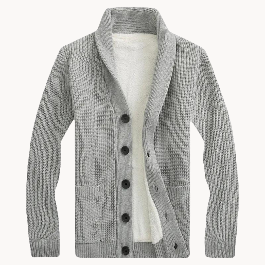 Gemütlicher Fleece Cardigan mit elegantem Schalkragen
