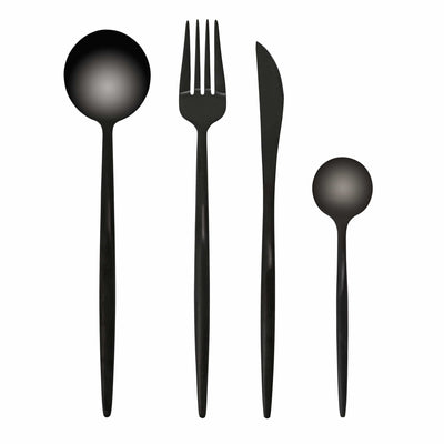 Eleganz im Esszimmer | Spanisches Besteckset aus Edelstahl in Schwarz und Gold
