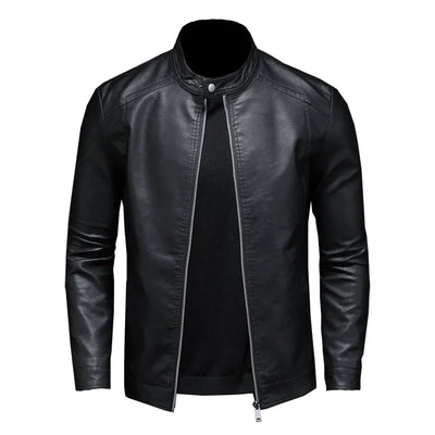 Herren Schlanke Passform Biker Jacke | Schwarz