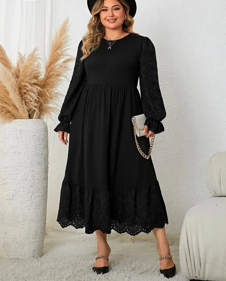 Heidi-Mode | Elegantes Maxi-Kleid Mit Rüschen In Großen Größen