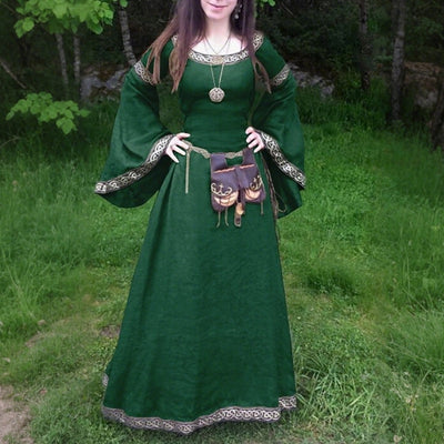Medieval Renaissance Dress for Women Long Bell Sleeve Gown
