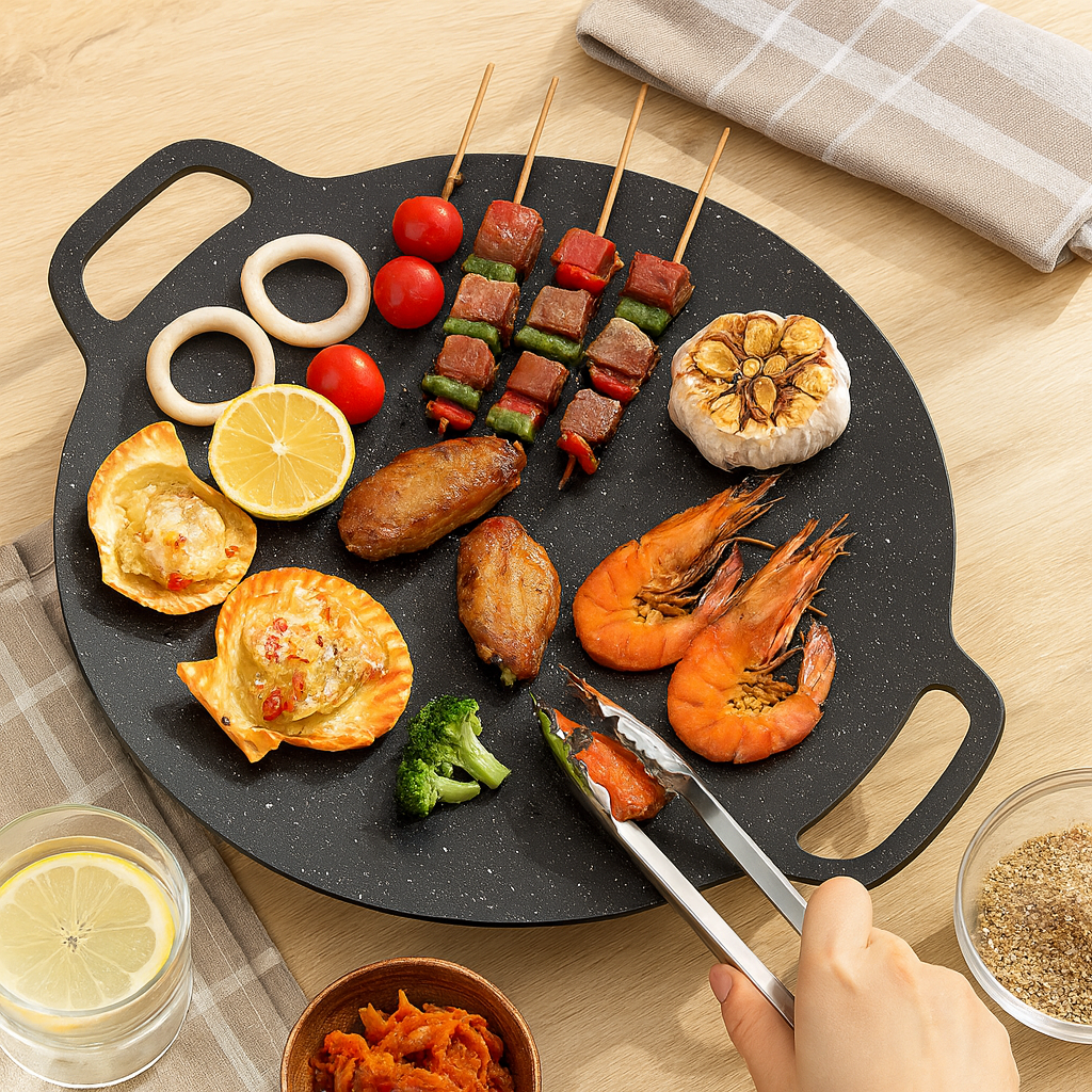 Grilvara | Runde Grillpfanne aus Eisen mit Antihaftbeschichtung