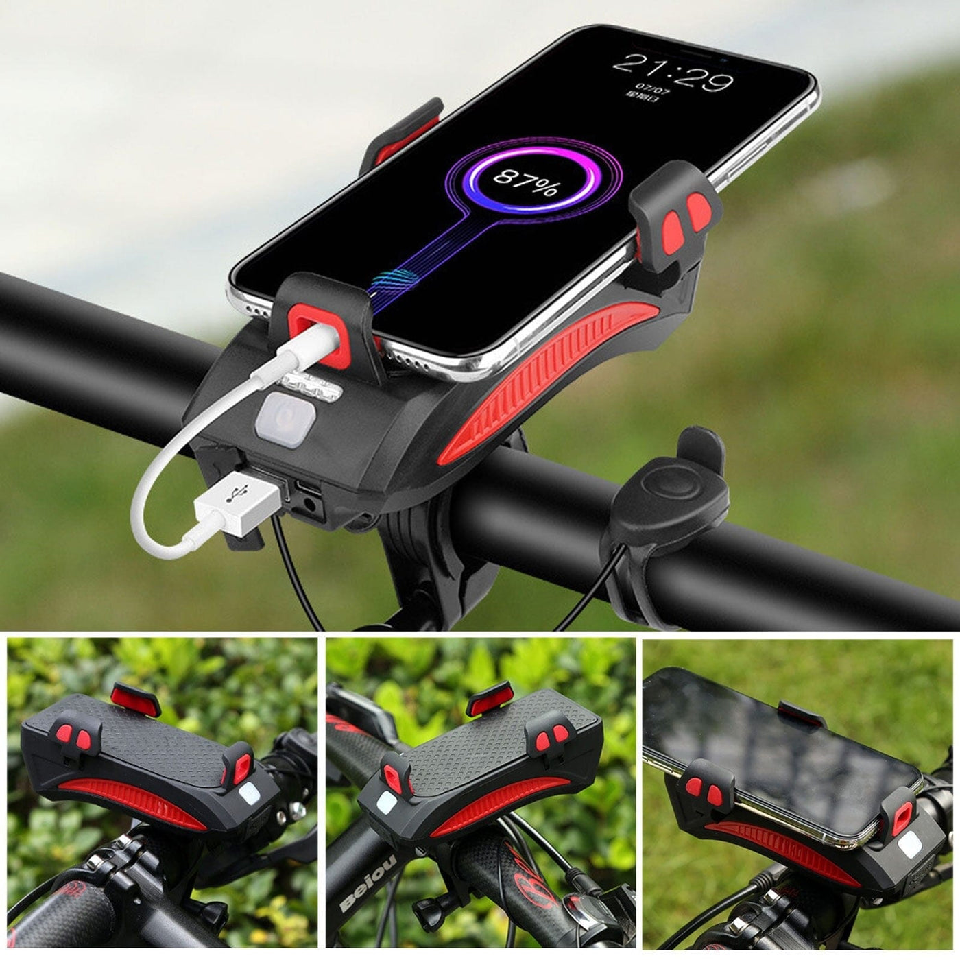 RideMaster | 4-in-1 Fahrradlicht mit Powerbank & Handyhalterung