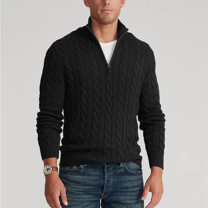 Troyer für Herren - Gestrickter Pullover mit Reißverschluss für Übergangszeit