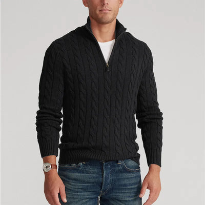 Troyer für Herren - Gestrickter Pullover mit Reißverschluss für Übergangszeit