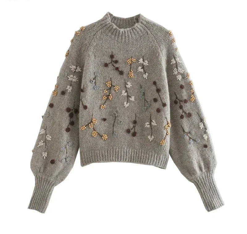 Heidi-Mode | Vintage Blumen Strickpullover