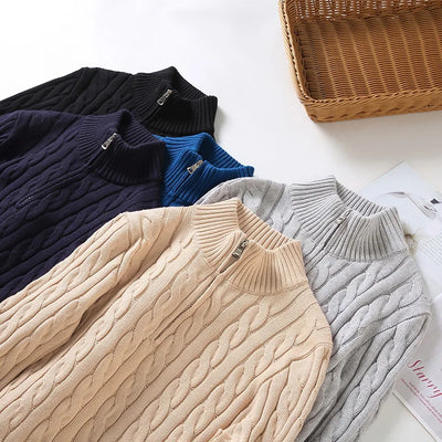Troyer für Herren - Gestrickter Pullover mit Reißverschluss für Übergangszeit