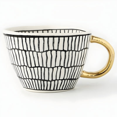 Keramiktasse mit geometrischem Design – Stilvoll und modern | Ideal für Kaffee oder Tee
