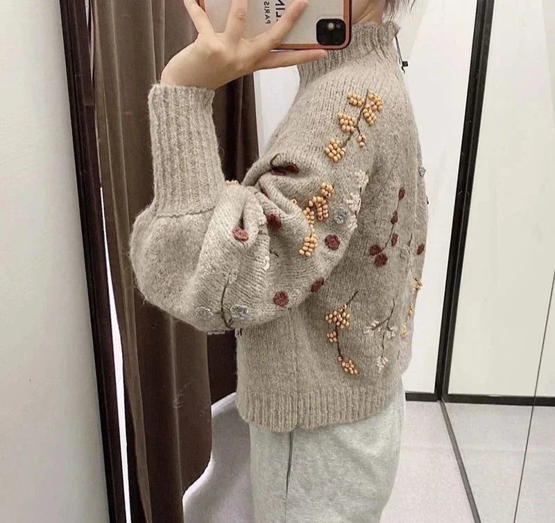 Heidi-Mode | Vintage Blumen Strickpullover