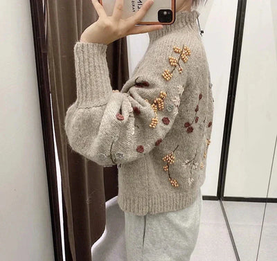 Heidi-Mode | Vintage Blumen Strickpullover