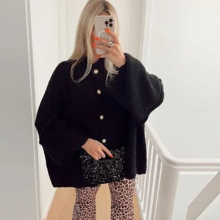 Heidi-Mode | Oversized Strickpullover mit Knöpfen