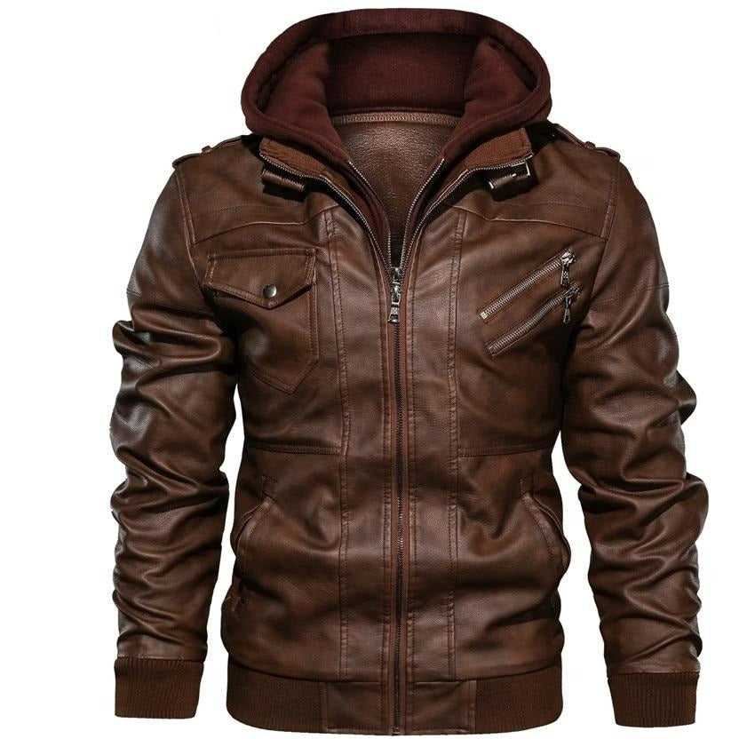 BikerDream | Hochwertige Kunstlederjacke für Herren mit abnehmbarer Kapuze