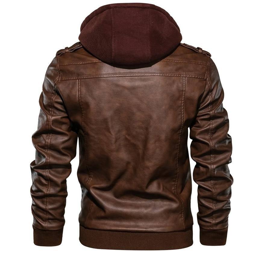 BikerDream | Hochwertige Kunstlederjacke für Herren mit abnehmbarer Kapuze