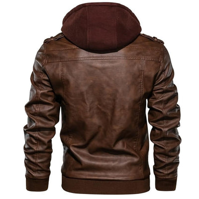BikerDream | Hochwertige Kunstlederjacke für Herren mit abnehmbarer Kapuze