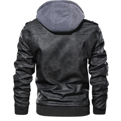 BikerDream | Hochwertige Kunstlederjacke für Herren mit abnehmbarer Kapuze