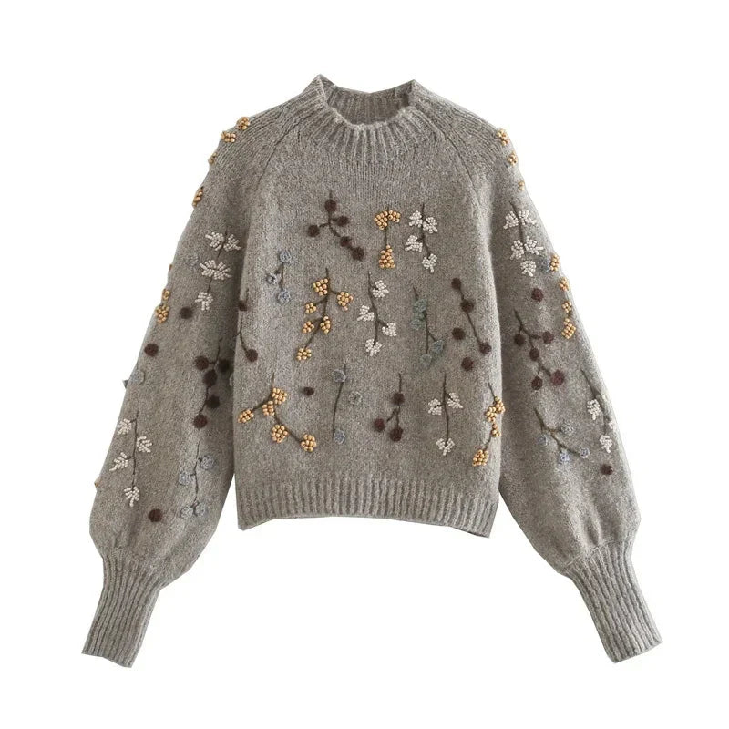 Heidi-Mode | Vintage Blumen Strickpullover