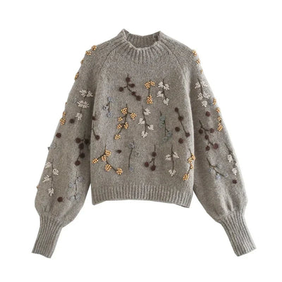 Heidi-Mode | Vintage Blumen Strickpullover